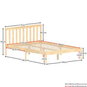 Vida Designs Milan Pine 4ft6 Double Wooden Bed Frame - Low Foot End