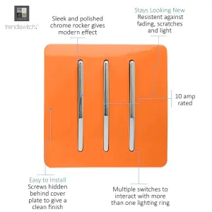 Trendiswitch ORANGE 3 Gang 1 or 2 way Light Switch