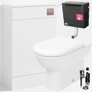 Bubly Bathrooms™ D Shape Back to Wall Toilet with 500mm WC Unit & Universal Concealed Cistern - Brushed Bronze Square Button