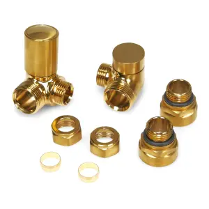 Brushed Brass Corner Manual Radiator Valve Pair