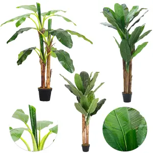 3 Trunk Garden Decoration Artificial Banana Tree in Pot 180 cm