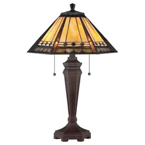 Elstead Arden 2 Light Tiffany Desk Lamp Bronze, E27