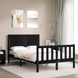 Berkfield Bed Frame with Headboard Black 120x200 cm Solid Wood