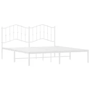 Berkfield Metal Bed Frame with Headboard White 183x213 cm