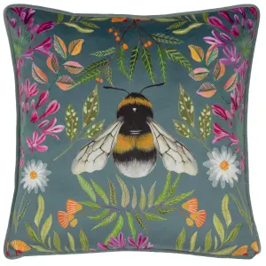 Wylder House Of Bloom Zinnia Bee Square Piped Feather Rich Cushion