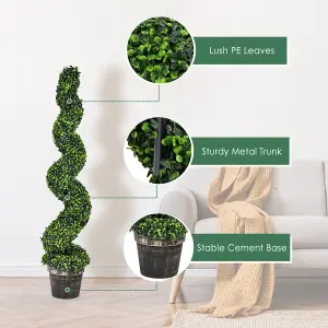 Costway 2 Pack 115cm Artificial Spiral Boxwood Topiary Tree Indoor Outdoor Decor