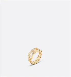 DIOR Diorevolution Ring Gold-Finish Metal And White Crystals - Size XS - Women