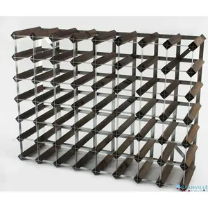 Liddle 56 Bottle Wine Rack Dark Oak Stained Pine / Galvanised Steel