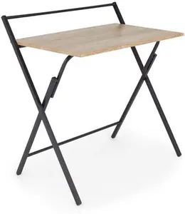 Dunelm Evelyn Folding Desk, Industrial, Brown, Light Oak