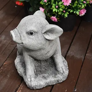 Adorable Stone Cast Babe Pig Garden Ornament