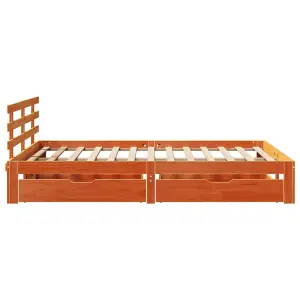 Berkfield Bed Frame with Drawers without Mattress Wax Brown 120x200 cm