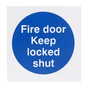 EAI - Fire Door Keep Locked Shut 70x70mm Pack 10 Self Adh Semi Rigid PVC