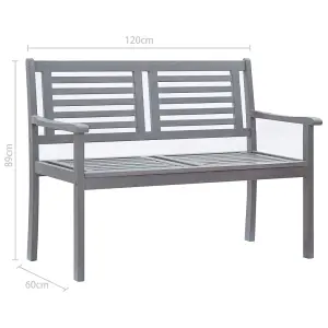 Berkfield 2-Seater Garden Bench 120 cm Grey Solid Eucalyptus Wood