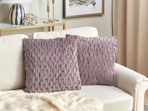 Set of 2 Cushions CHIRITA Velvet 45 x 45 cm Solid Violet