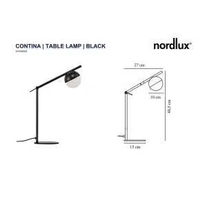 Nordlux Contina Indoor Living Dining Office Metal Table Lamp in Black (Diam) 10cm