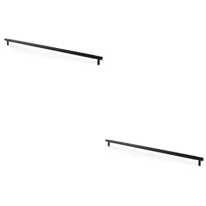 2 PACK - Knurled T Bar Door Pull Handle - Matt Black - 448mm Centres Premium Drawer