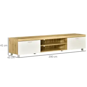 HOMCOM Modern Unit for TV w/ Cabinet Shelf for Living Room Oak