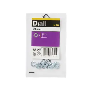 Diall M5 Steel Shakeproof Washer, (Dia)5mm, Pack of 10