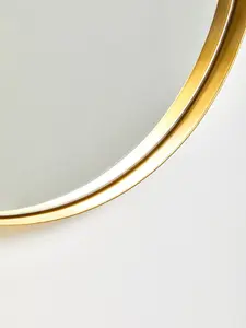 Interiors by Premier Easy To Install Medium Gold Finish Wall Mirror, Timeless Circular Shaped Mirror, Versatile Antique Mirror