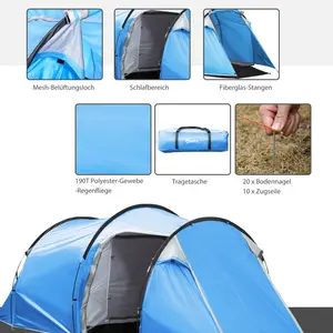 3 Person Tent Light blue