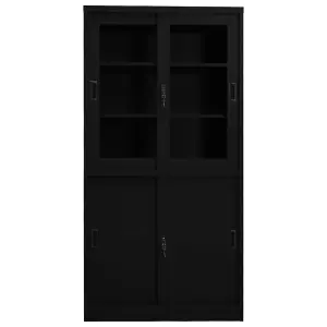 Berkfield Office Cabinet with Sliding Door Black 90x40x180 cm Steel