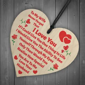 Red Ocean Gift For Wife Gifts Love Gifts For Wife From Husband Wood Heart Birthday Gift For Wife