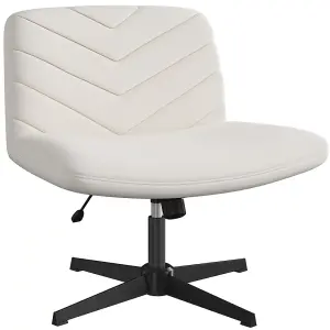 Yaheetech Beige Fabric Swivel Desk Chair with No Arms