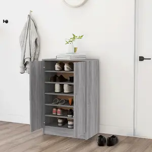 Shoe Cabinet Grey Sonoma 60x35x92 cm Engineered Wood