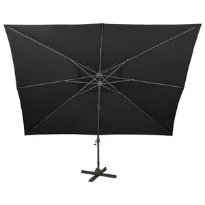 Berkfield Cantilever Umbrella with Double Top Black 400x300 cm