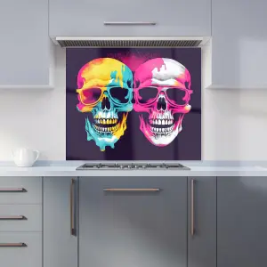 Pinks And Blue Happy Skeletons Kitchen Splashback