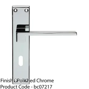 PAIR Flat Straight Lever On Lock Backplate Door Handle 180x40mm Polished Chrome