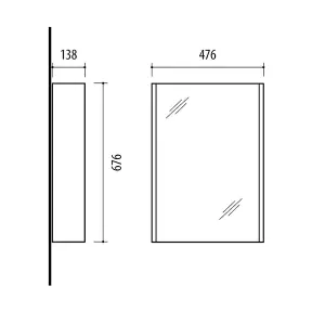 Grey Bathroom Mirror Cabinet Slimline Mirrored Unit Wall 500 Slim Cupboard Avir