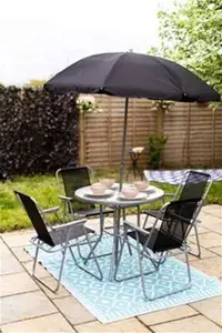 B&Q 6Pc Garden Patio Furniture Set Silver/Black