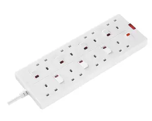 Masterplug SWN82-BD 8 socket 13A Switched White Extension lead, 2m