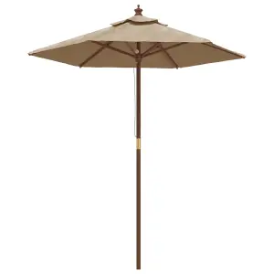 Berkfield Garden Parasol with Wooden Pole Taupe 196x231 cm