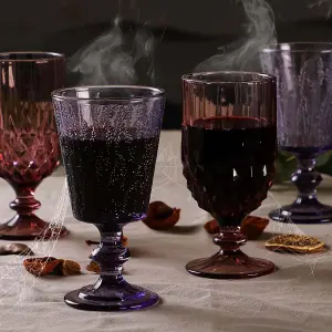 Set of 4 Diamond Embossed Pattern Wine Goblets Halloween Wine Glasses Halloween Party Decoration