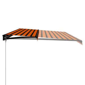 Berkfield Manual Retractable Awning with LED 600x300 cm Orange and Brown