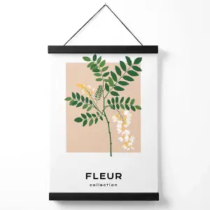 Green and Beige Wildflower Flower Market Minimalist Medium Poster with Black Hanger