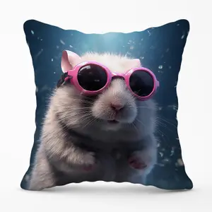 Splashart DoorMouse with Pink Glasses Outdoor Cushion 45cm x 45cm