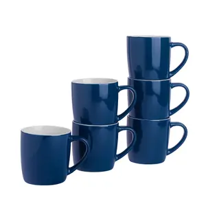 Argon Tableware - Coloured Coffee Mugs - 350ml - Pack of 6 - Navy