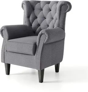 Abrielle Upholstered Wingback Chair Three Posts Upholstery Colour: Grey