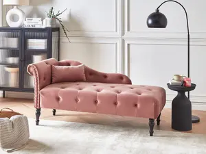 Left Hand Velvet Chaise Lounge Pink IVRY