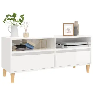 Berkfield TV Cabinet High Gloss White 100x34.5x44.5 cm Engineered Wood