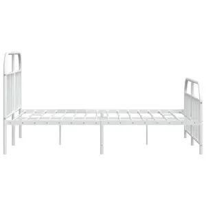 Berkfield Metal Bed Frame with Headboard and Footboard White 135x190 cm