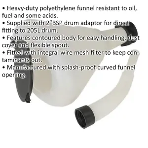 240mm Heavy Duty Oil and Fuel Funnel with Flexible Spout and Mesh Filter