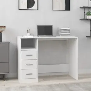 Berkfield Desk with Drawers White 102x50x76 cm Engineered Wood