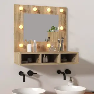 Berkfield Mirror Cabinet with LED Sonoma Oak 60x31.5x62 cm