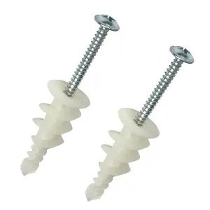 Rawl 12 x plug Nylon Self Drill Plasterboard Plug Fixings for Hollow Stud Walls, White