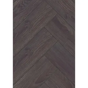 Herri Elba Oak Black D6010 Grey Herringbone Effect 8mm Thick  Laminate Flooring For Home (All Rooms) 1.238 m²Per Pack