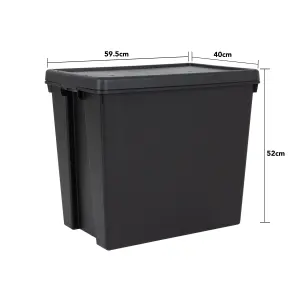 2 x Wham Bam 92L Stackable Recycled Plastic Storage Box & Lid Black